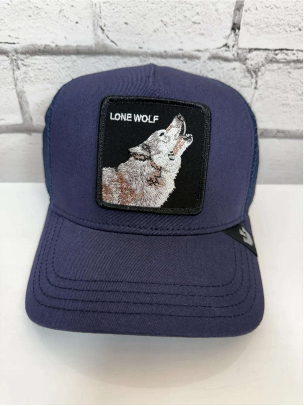 Men’s Goorin Bros Lone Wolf Hat Navy Blue Trucker Hat The Farm OSFM NWT